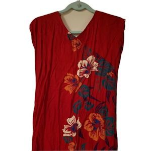 VTG‎ Young Edwardian Womens Size 11 Aloha Hawaii Red Button Floral Dress